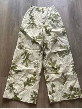 mon renn compose paper bag wide leg linen trouser pants size small new